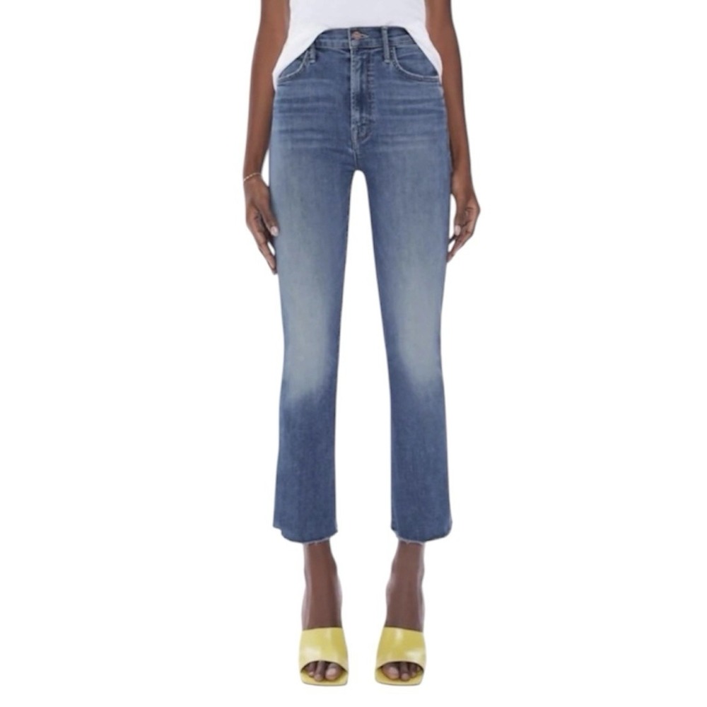 Mother Hustler Ankle Fray Jeans Women's Size 23 Blue Stretch Raw Frayed Hem